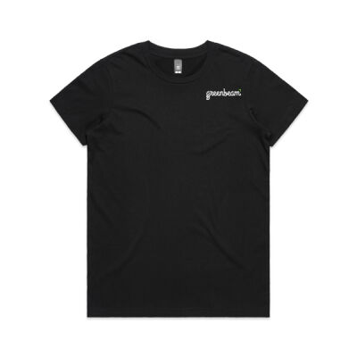 4001 Women's Maple Tee - Black/Dark green front and sleeve logo Thumbnail