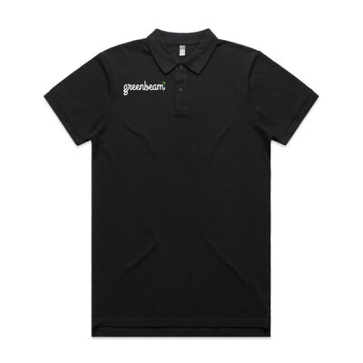5411 Men's Pique Polo - black- logo front and sleeve Thumbnail