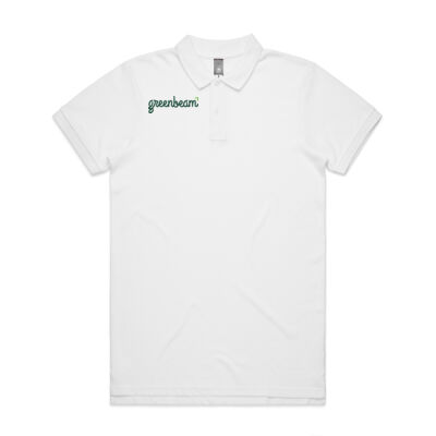 5411 Men's Pique Polo - white - logo front and sleeve Thumbnail