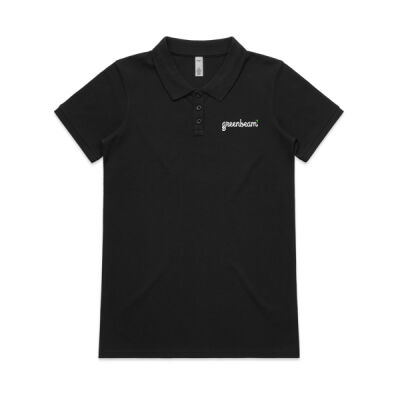 Womens Pique Polo - black - front and sleeve logo Thumbnail