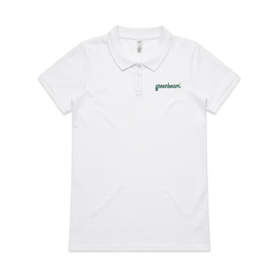 Womens Pique Polo - white - front and sleeve logo 2 Thumbnail